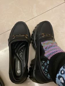 Ladies Heeled Loafers, Black, Size 38