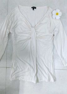 Chic White Twist Front Top