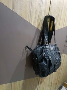 Chic Black Faux Leather Tote Bag