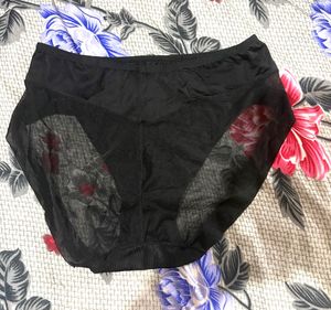 Black Mesh High waist antimicrobial Seamless Brief