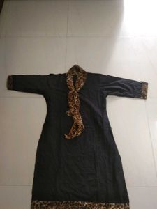 Chic Leopard Print Scarf kurti