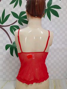 [1451)Red Lace Lingerie Top