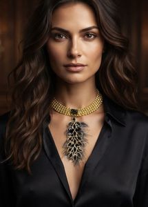Stunning Feather & Crystal Choker Necklace