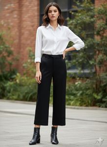 Black Cropped Wide-Leg Pants