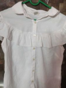 Classic White Ruffle Blouse