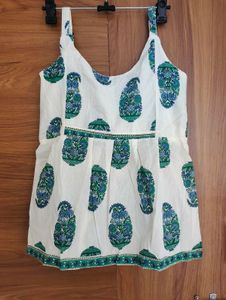 White tops with Blue & Green Paisley Print