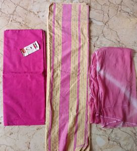 Unstitched Pink Striped Kurta Set dress material