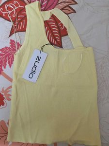 Stylish Yellow Ribbed Tank Top