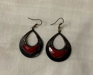 Bohemian Red Teardrop Earrings