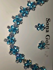 Stunning Blue Flower Jewelry Set