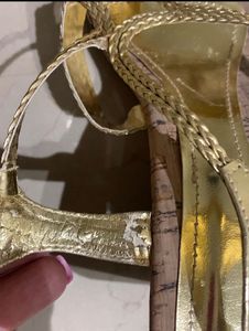 Strappy Gold Cork Wedge Sandals