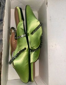 Sparkly Mules - Lime Green