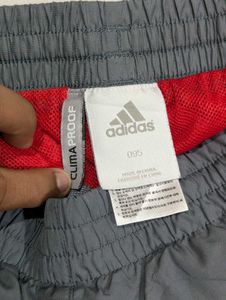 Adidas Grey &amp; Red Striped Track Pants