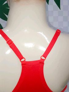 (100)Red Mesh Sports Bra