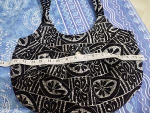 Stylish Black &amp; White Printed Boho Bag