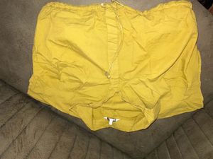 Yellow Cropped Shirt with Drawstring Hem