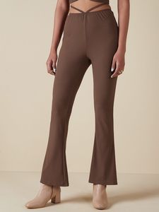 Cozy Brown Ribbed Flare Set