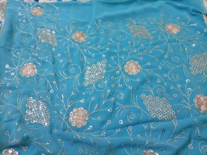 Ethnic blue saree💙with stiched blouse
