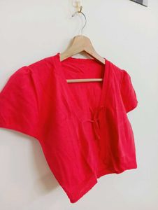 Red Short Sleeve Blouse