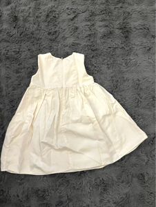 Cream Silk Dress with Navy Bow