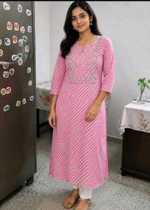 Elegant Pink Striped Kurta