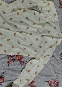 Yellow Printed Kurta with White Pants