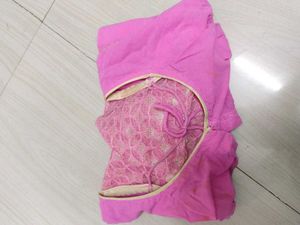 Pink Ethnic Blouse with Net Sleeves