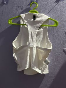 Ribbed White Cropped Tank Top