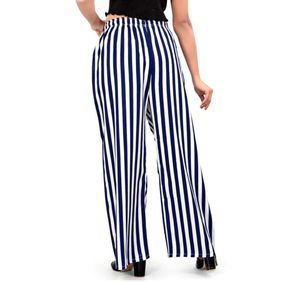 Women’s Regular Fit Blue+White Crepe Trousers