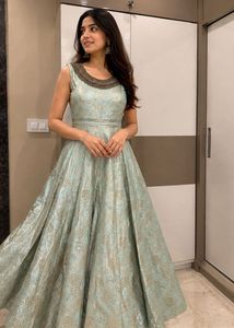 Stunning Mint Green Brocade Gown