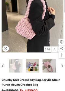 Cute Pink Knitted Pouch Bag