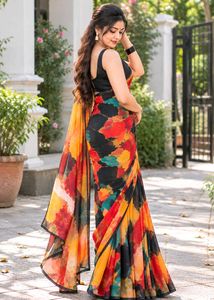 Vibrant Abstract Print Saree