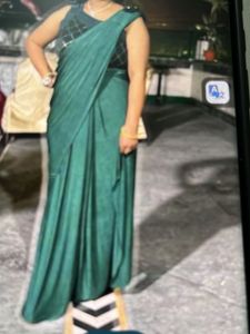 Readymade Green Saree with Embellished Blo