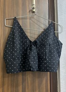 Stylish Black Polka Dot Top and Bottom Set