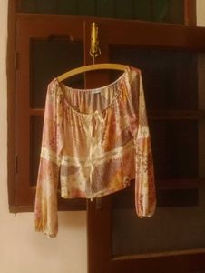 Bohemian Print Tie-Front Blouse