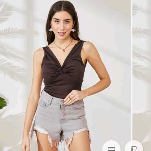Elegant One-Piece bodycon burgandy top (non-paded)