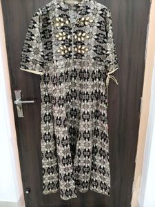 Elegant Printed Gawn Kurta with Mirror Work