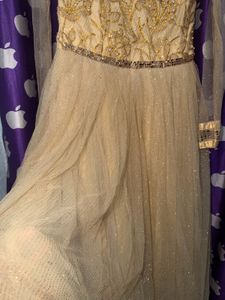 Royal Champagne Gold Embellished Shimmer Net Gown