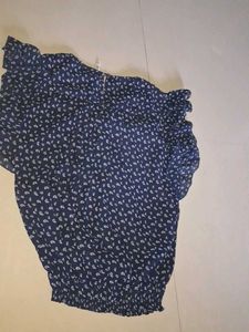 Navy Blue Printed Boho Top
