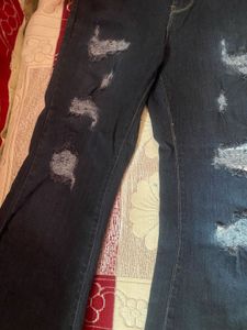 Distressed Dark Wash Flare Jeans