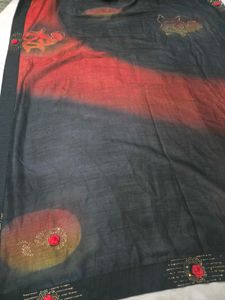 Elegant Black &amp; Red Ombre Saree