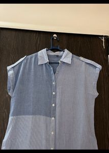 Blue Striped Shirt Dress