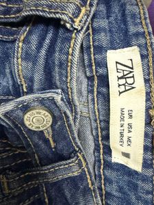 Zara Blue Denim Cargo Jeans