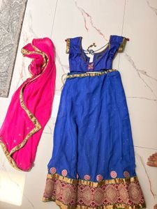 Vibrant Blue &amp; Pink Lehenga Choli Set