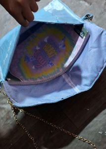 Elegant Blue Clutch Bag with Chain