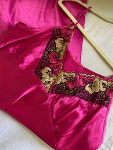 Vibrant Pink Satin Nightgown