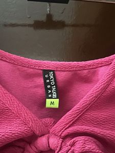 Hot Pink Cropped Ring Detail Top