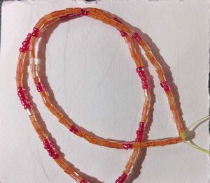Orange & Red Beaded Bracelet Set of 2