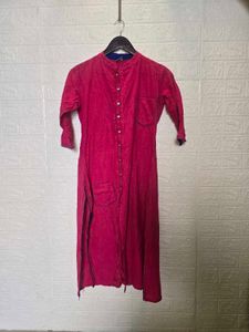 Stylish Pink Kurta with Contrast Trim