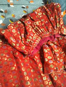 Elegant Yellow Kurta with red skirt